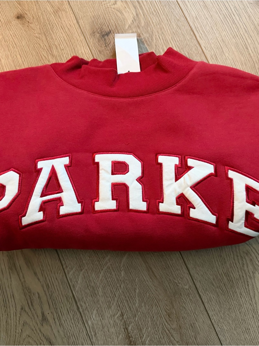PARKE Red Mock-Turtleneck Logo Sweatshirt - Picture 8 of 9